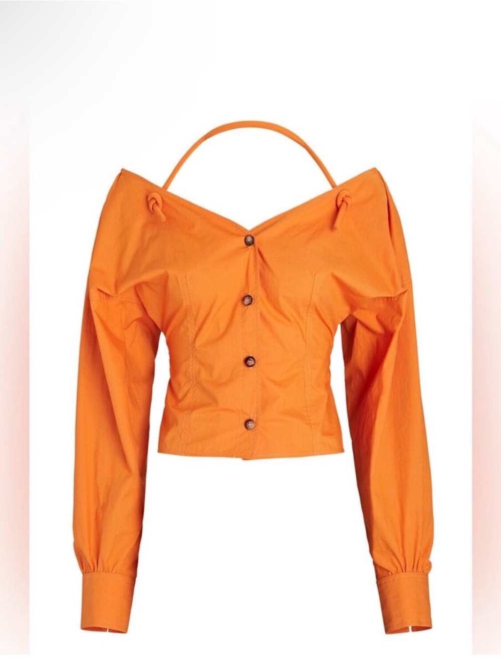 Nanushka Tami Halter Top! Orange Off-Shoulder Button-Front Women's Blouse! NWT!